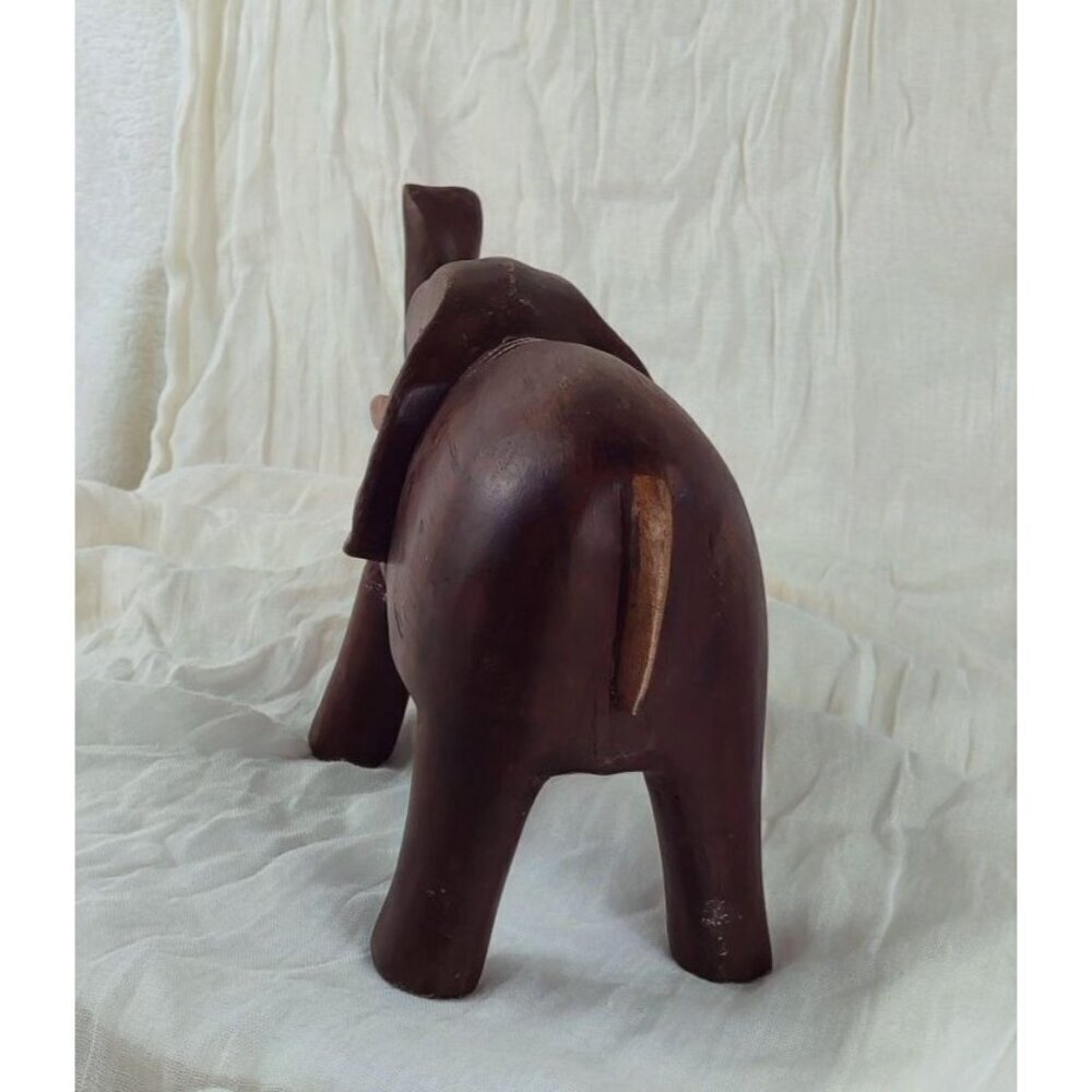 Hand Carved Wood Elephant Folk Art Figurine Decor African Vintage - Picture 8 of 8